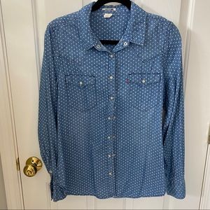 Polka dot chambray shirt